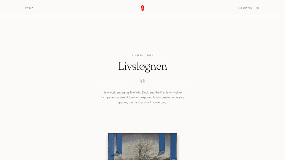 The site, desktop, captured from paulagallery.com.