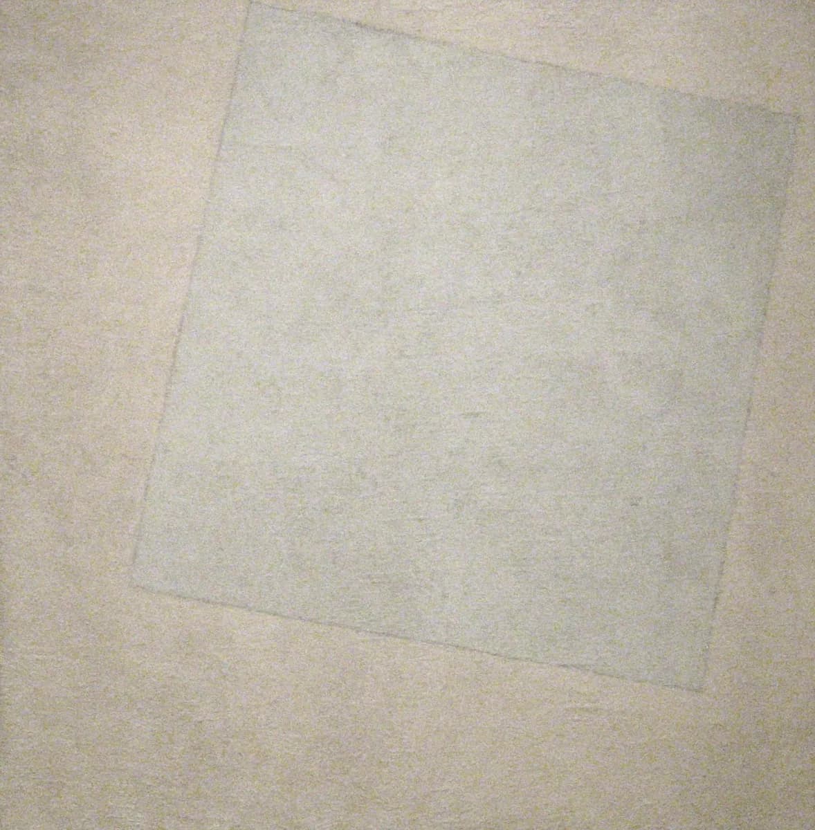 Kazimir Malevich’s Suprematist Composition: White on White: a white square, tilted, on a white field of a slightly warmer white.